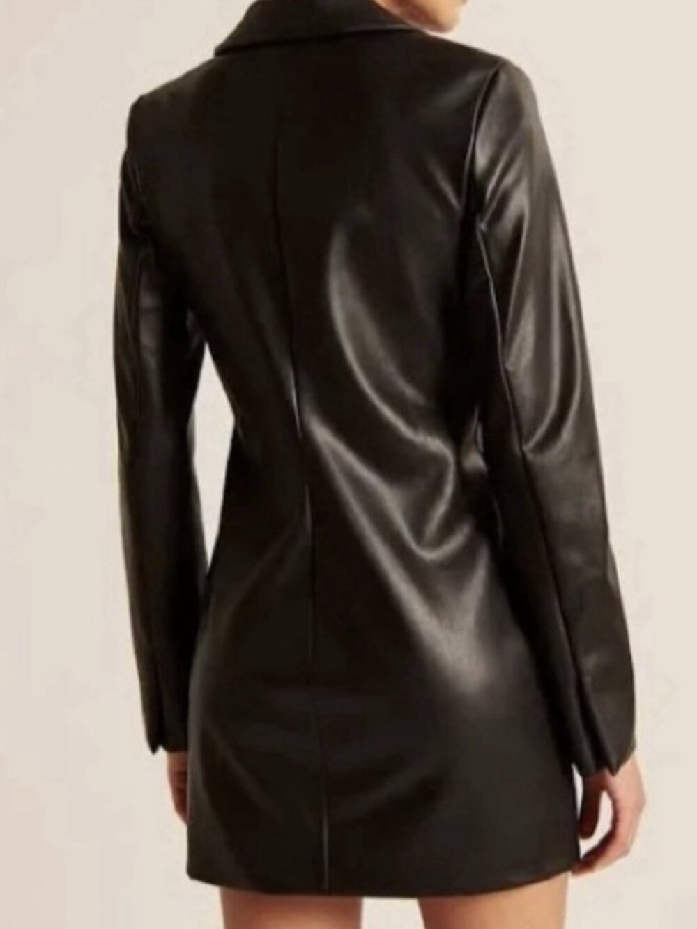 Abercrombie & Fitch Vegan Leather Brown Blazer Dress size M - Picture 2 of 5